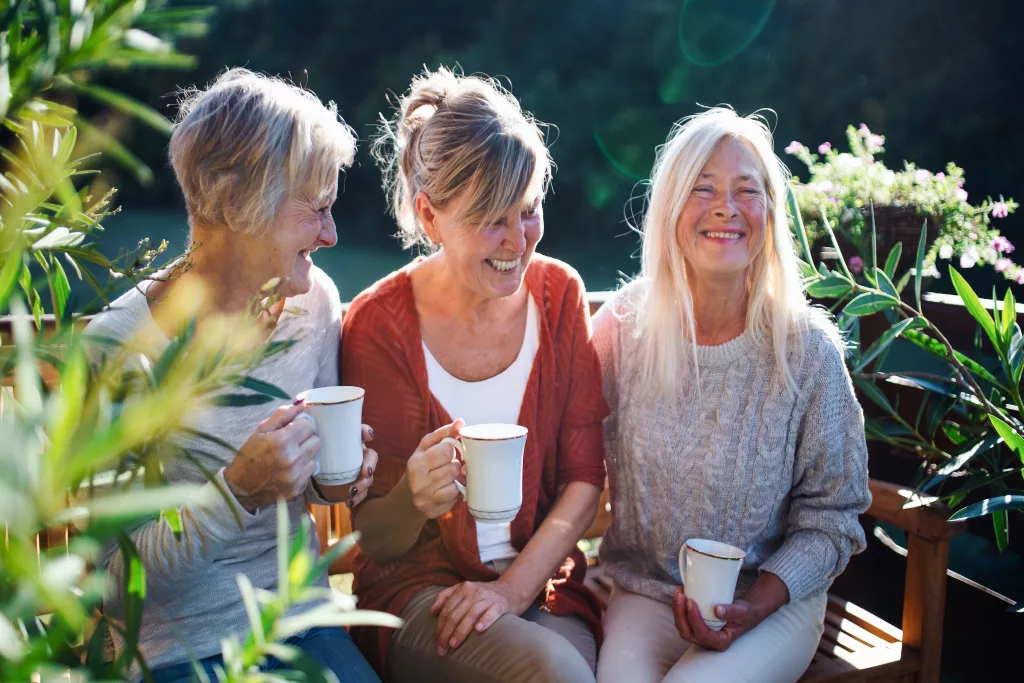 Women drinking tea and coffee